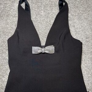 Zara Black Blouse with Silver Bow Detail